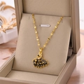 Elegant gold swan pendant necklace with black crystals in a premium jewelry box - Black Swan Style (8982) / Gold