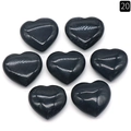 Set of seven heart-shaped 20mm polished black obsidian crystal stones for DIY jewelry - Obsidian