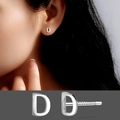 Minimalist S999 sterling silver letter D stud earring with a polished silver finish - Letter D/Pair