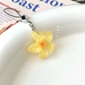 Cute yellow flower keychain pendant with metal clasp on a white plate background - Colorful Transparent Daisy Phone Lanyard / Yellow
