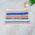 Handmade crochet knit bucket hat with pink, blue and green stripes on white lace - M (56-58cm) / Rainbow Cat Ear Striped
