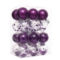 Set di palline di Natale viola da 6cm con glitter in confezione trasparente - 6cm / Confezione da 24 / Viola