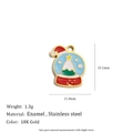 18K vergoldeter Edelstahl Emaille Anhänger mit blauem Schneeflocken Kugel Design - Weihnachts-Kristallkugel (Hut)