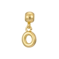 Detail view of a 18k gold plated balloon letter pendant with smooth polished finish - Letter O