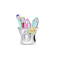 Macro shot of silver painter's palette charm with colorful enamel flowers and gems - W-PAC926 Paintbrush