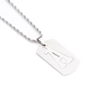 Collier plaque militaire en acier inoxydable argenté poli avec pendentif lettre A - Lettre A / Argent