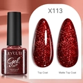 LILY'CUTE 7ml red glitter gel polish showing glossy and matte finish effects - Sparkly Red (113)