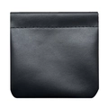Minimalist black leather makeup bag with automatic magnetic closure and textured finish - L Black