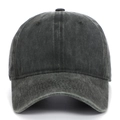 Vintage dark grey washed cotton baseball cap with classic embroidered eyelets - Army Green