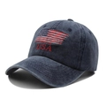 Distressed dark blue washed baseball cap with American flag and USA embroidery - M(56-58cm) / Navy Blue