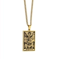Golden titanium steel tarot necklace featuring the rectangular Judgement card pendant - Judgement / Gold