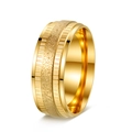 Detailed view of wide gold ring featuring alternating polished and frosted textures - US 7 / Gold