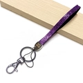Sparkling purple crystal rhinestone wrist strap with metal lobster clasp and key ring - Purple (With Engraving)