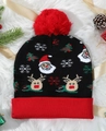 Berretto natalizio nero e rosso con motivi di renne e dettaglio pompon rosso - Babbo Natale e Renna Rosso