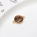 Gold-plated round opal glitter connector for DIY jewelry earrings and bracelets - Black