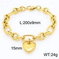 Pulsera de acero inoxidable chapada en oro de 18k con cadena ovalada y corazones - Pulsera dorada (KB183410-Z)