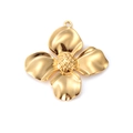 18k gold plated titanium steel four-leaf flower pendant with central grain texture - 3# Four-Petal Flower