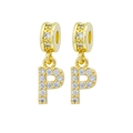 Golden letter P pendant with sparkling cubic zirconia for DIY necklaces and bracelets - Letter-P