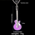 Collana con ciondolo a chitarra viola in acciaio inossidabile con dimensioni dettagliate - Viola (Chitarra N. 73)