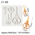 Silicone mold for vintage scissors shaped fondant cake topper and clay decoration - 2# Scissors / Gray
