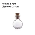 Mini round glass bottle with cork stopper, 2.7cm height and 2.1cm diameter size - Flat Round