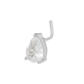 Makroaufnahme von L-förmigem Nasenstecker mit birnenförmigem Zirkonia in Silber-Finish - Silberner Wassertropfen (K-994)