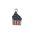 USA flag cupcake pendant in red white and blue enamel finish with gold star details - Flag Ice Cream