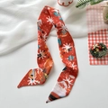 Red Christmas twilly scarf with Santa and snowflake prints for hair or bag decoration - Santa Claus Red