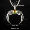 Collana occhio del diavolo argento con pendente a mezzaluna e catena in acciaio inox - Corno Malocchio Colorato 6