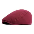 Classic burgundy knit beret flat cap for men and women with soft textured finish - Adjustable / Burgundy