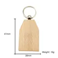 Detail showing DIY blank beech wood keychain with 61mm x 38mm dimensions and metal ring - Tag Shape & Style (Style 5)
