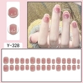 Short round pink cat-eye press-on nails with glitter gradient and blush effect - Pink Cat Eye Gradient Shimmer Short Style (Y-328)