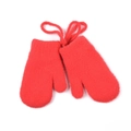 Moffole in maglia rossa per neonati con cordino per protezione invernale - Rosso