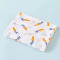 Folded double-layer cotton muslin baby swaddle blanket with orange carrot and rabbit print - Rabbit with Carrot