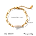 Detail showing 15cm gold stainless steel chain with a 1.69cm white textured bar pearl - Hc-b20220