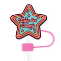 Star-shaped Long Live Cowgirls straw topper in pink and blue with 10mm silicone ring - Long Live Cowgirls Star Tag (08)