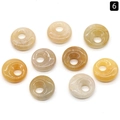 Set of 9 natural yellow agate pi disc pendants with smooth semi-translucent finish - 18mm Side Hole Yellow Jade