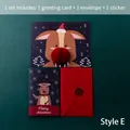 3D reindeer Christmas greeting card set with red envelope and golden seal sticker - Style E (Blue Reindeer)