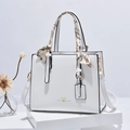 White chain shoulder bag with silk scarf and 'Always Love You' text engraving - White