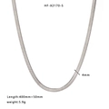 Polished silver stainless steel herringbone snake chain necklace 4mm width for women - Silver Snake Chain (HF-X2170-S) / Width 4mm x Length 40cm+5cm