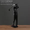 Figurine de golfeur moderne noir mat avec tête argentée, sculpture décorative 28cm - Champion de Golf - Tête Argentée