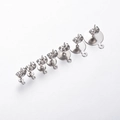 Flat round stainless steel stud earring bases with loops in various sizes on white background - With Loop / 3mm / Steel