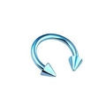 Blue anodized stainless steel horseshoe C-ring with spiked ends for nose and cartilage piercings - Sky Blue