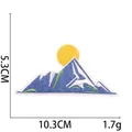 Detail showing embroidered mountain patch size 10.3cm x 5.3cm with sun and snow peak - No. 4 (Mountain and Sun)
