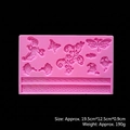 Pink silicone mold with butterflies and lace texture, size 19.5x12.5x0.9cm, 190g - Style 04011 Pink