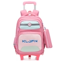Pink rolling school bag for girls with detachable trolley and matching pencil case - Pink (No Trolley)