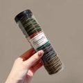 Multi-color high elastic hair ties in a clear cylinder jar with handmade label - Forest Series (100 Pcs/Can)