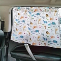 Car window sunshade curtain with colorful cartoon animals print and shading fabric - Animal Park Print