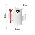 Cartoon white ghost resin accessory with red trident, 2.8cm height for DIY crafts - White Ghost with Trident