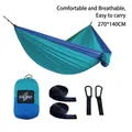 Portable 270x140cm nylon camping hammock set with straps and carabiners in blue and green - 270x140cm / Elastic Band Style / Lake Green/Royal Blue/Dark Green